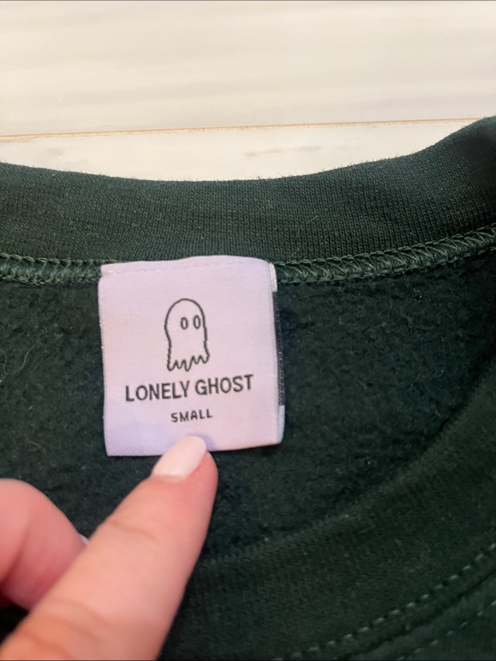 Lonely Ghost Text Me 'When You Get Lonely' Dark Green Sweatshirt - Picture 3 of 4